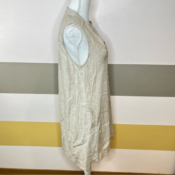 2/$25 Cloth & Stone Linen Tencel Snakeskin Boho Beach Gypsy Coastal Slip Dress M - Picture 3 of 13